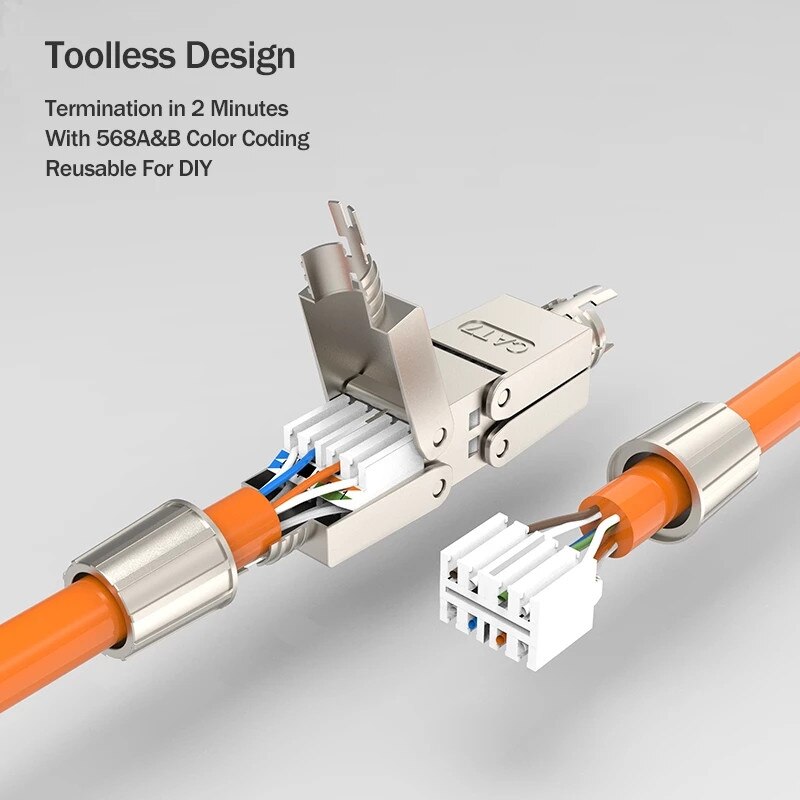 RJ45 Connector Cat 6A 7 Extender Junction Adapter Connection Box RJ45 Lan Cable Extension Connector Full Shielded Toolless