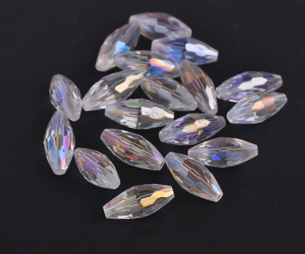 Cuentas artesanales sueltas de cristal de corte facetado de tubo ovalado de 18x8mm para fabricación de joyería DIY: Gris