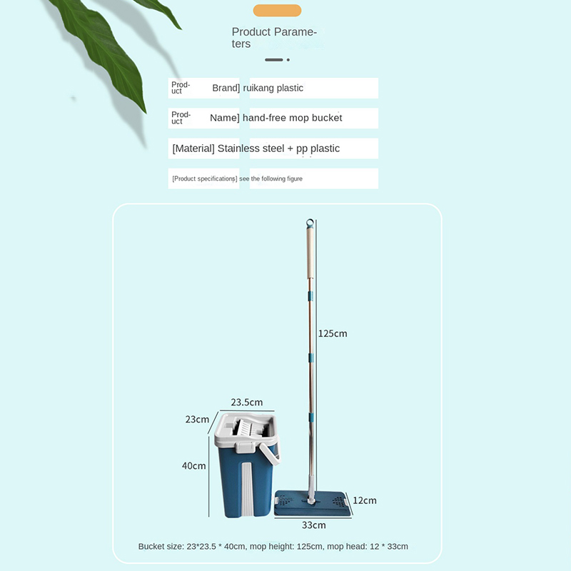 Squeeze Vad avec seau Vadrouille mains libres avec tampons en microfibre Rotation 360 Vadrouilles humides et sèches Cuisine et maison Outils de nettoyage à plat