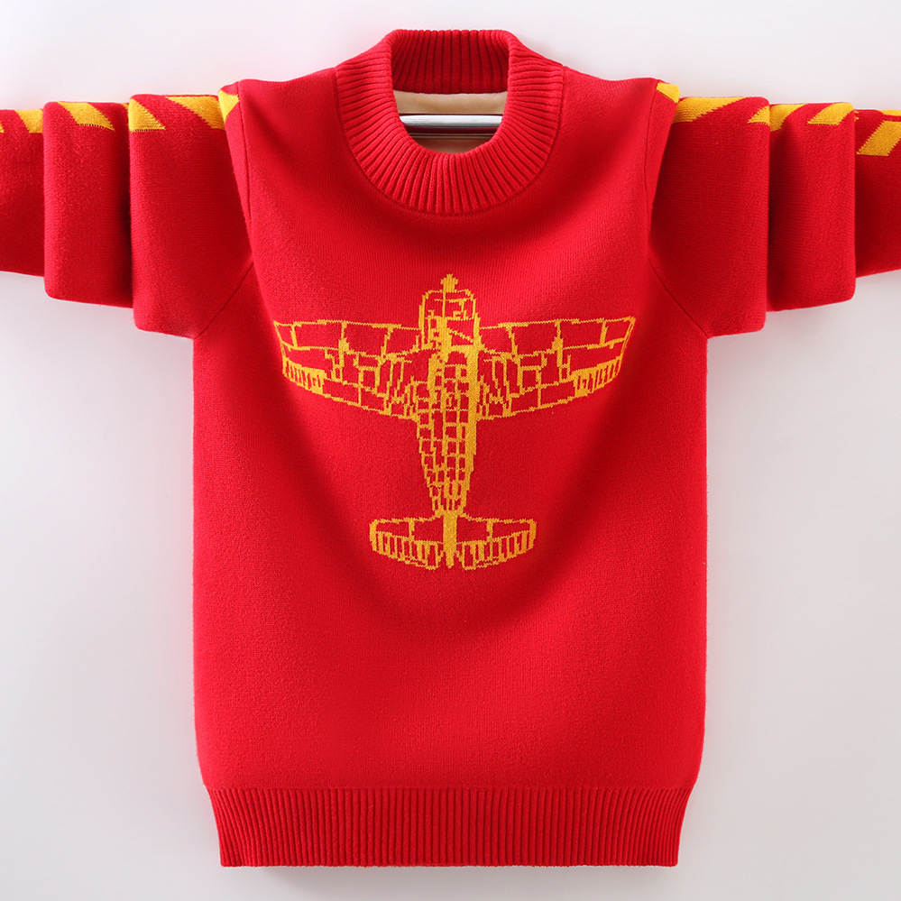 Suéter tejido pulóver para niños, ropa de invierno para mantener el calor, algodón, cuello redondo, 6-14