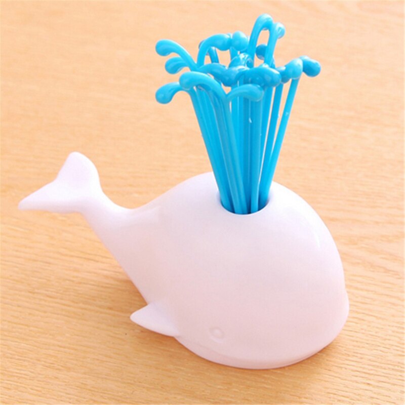 Blanc baleine fontaine fruits fourchette ensemble Animal baleine fruits signe petite fourchette