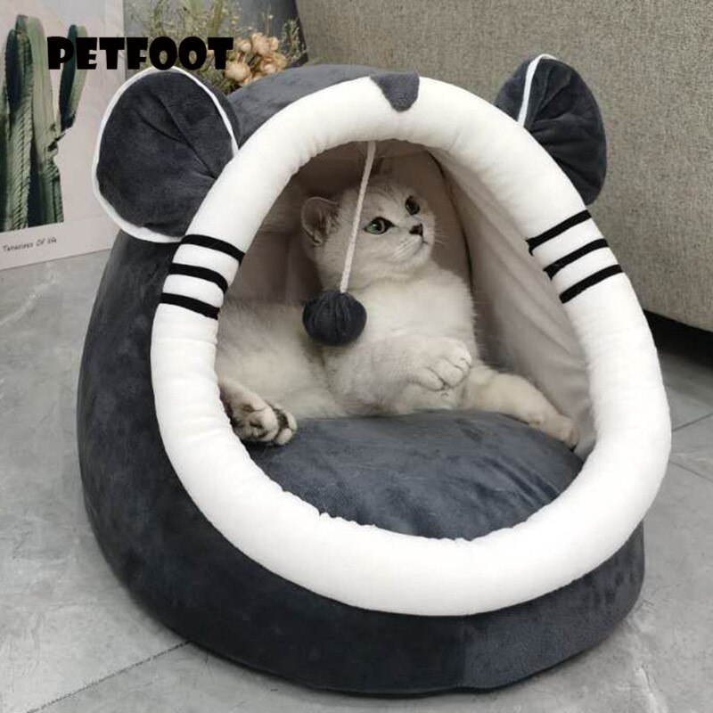 Pliable chat lit pour animaux de compagnie pour petit moyen chien doux nid chenil chaton lit maison sac de couchage animaux de compagnie hiver confortable maison Cave