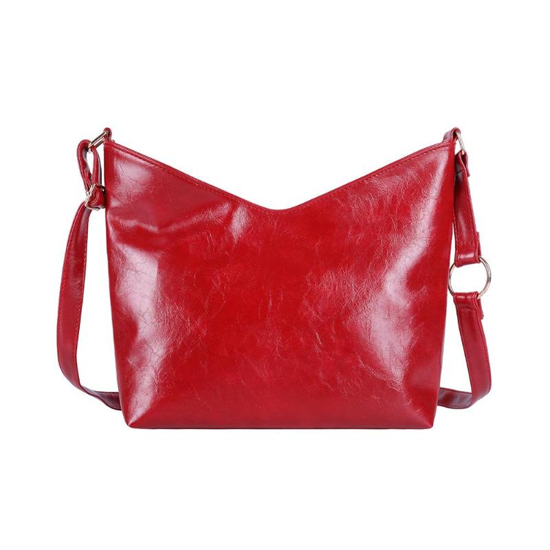 fest Farbe Crossbody Handtasche Frauen Damen PU Leder lässig Schulter Bote Umhängetasche Bolsas Feminina Mujer: Rot