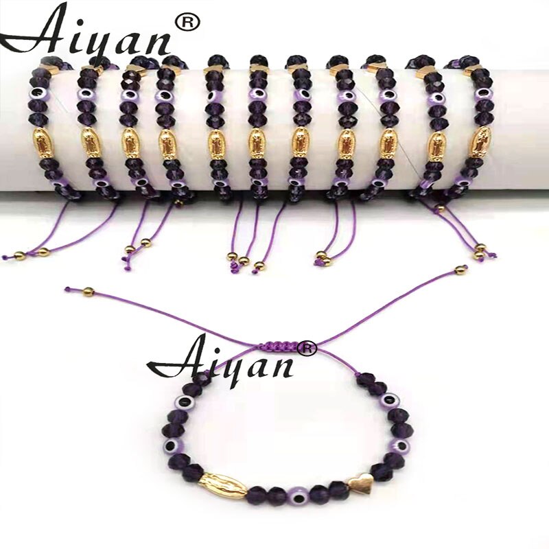 12 stück Religiöse Maria Und St. Judas Armbinde Mit Kristall Und Legierung Herz Können Verwendet Werden Für Gebet Und in EINE Vielzahl Von Farben: Maria 12 Violett