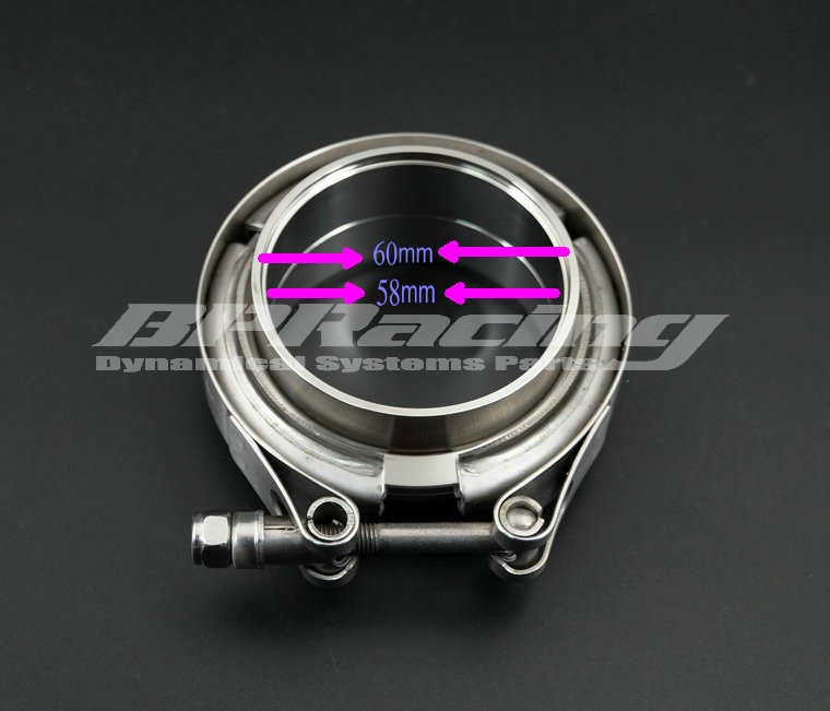 2.36'' INCH / 60mm 304 Stainless Steel V Band Clamp Kit Male And Female Flange Turbo Exhaust