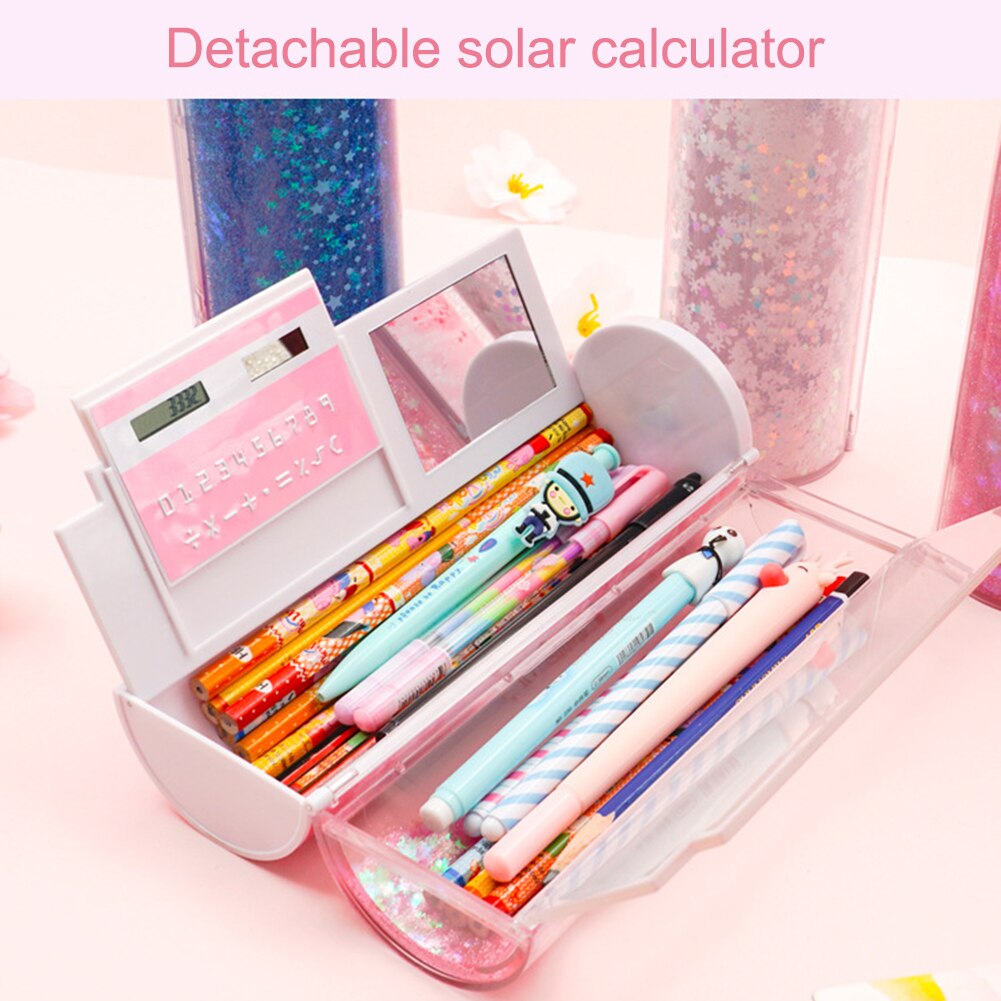 Lichtgevende Whiteboard Etui Met Rekenmachine Magnetische Schakelaar Cartoon Pen Box Schooll