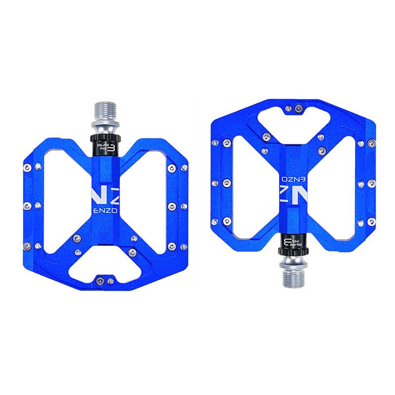 Pédales de vtt 3 roulements antidérapantes en alliage d&#39;aluminium, pièces de bicyclette large Enzo: Bleu