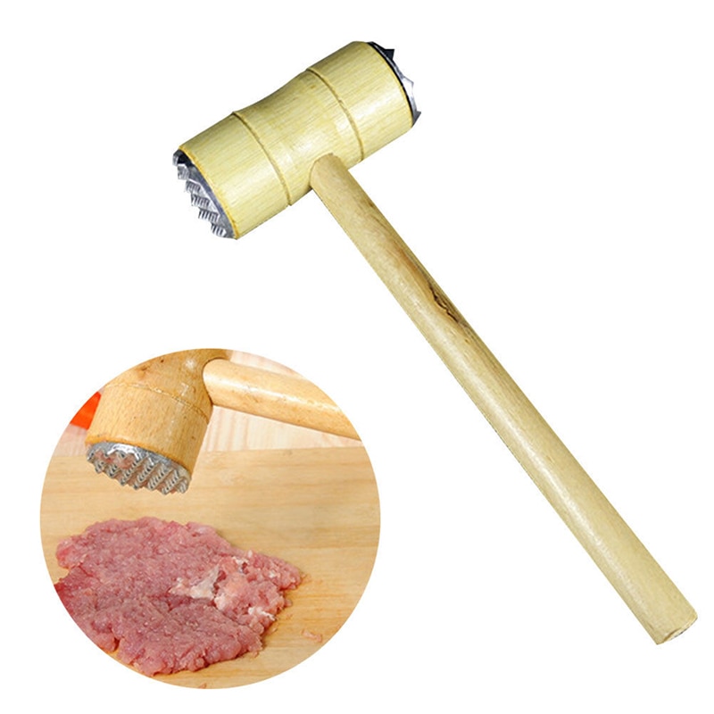 1pc praktiska dubbelsidiga trähammare i trä för köttredskap för köksredskap i köksredskap