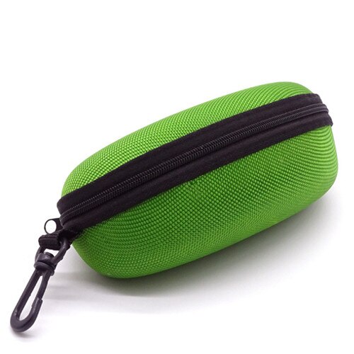 Gafas de sol con cremallera resistente a la presión, Estuche portátil duro, caja de anteojos, funda, bolsa, accesorios de viaje, bolsas de almacenamiento: Verde
