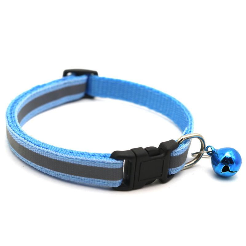 Collier pour chien chat en Nylon sangle cloche collier réfléchissant collier réglable chien chiot collier Pet chat accessoires de laisse en toute sécurité: Blue