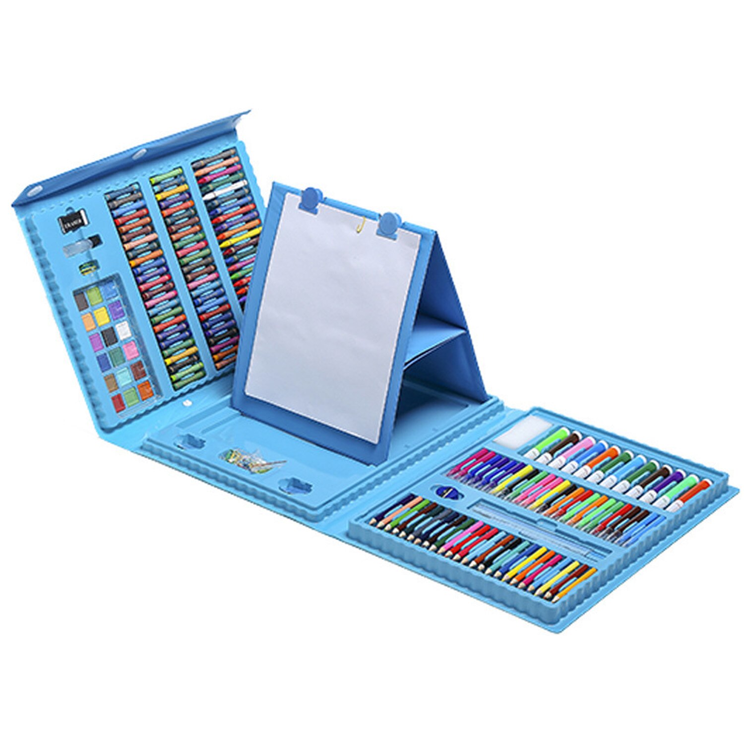 208 stk børn børn maleri tegneværktøj sæt med farvede blyanter tuschblyanter farveblyanter til hjemmeskole børnehaveforsyninger: Blå