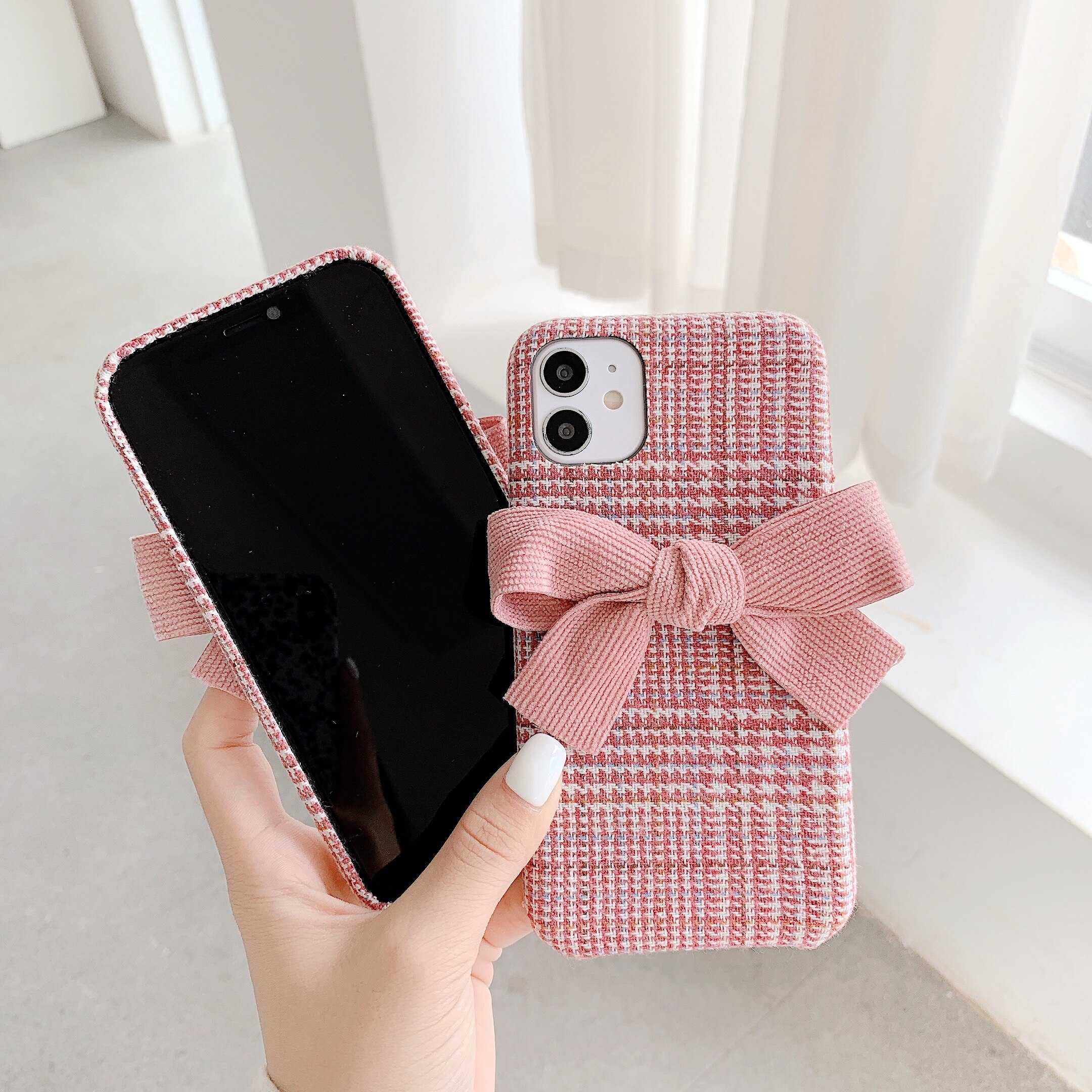 Winter Stijl Boog Knoop Telefoon Case Voor Huawei P40 Pro Plus P20 P30 Pro Mate 30 Mate10 20 Case Luxe warm Pluche Bescherming Cover