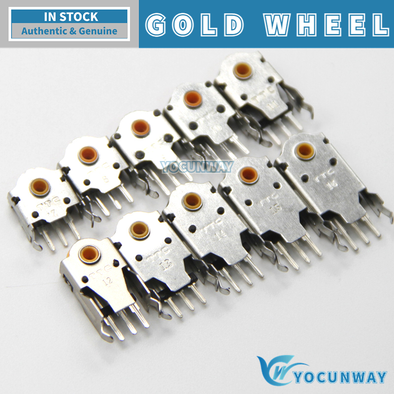 TTC 7-8-9-10-11-12-13-14-15-16mm Rotary Mouse Scroll Gold Wheel Encoder With 1.74mm Hole Mark,20-40g Force For PC Mouse