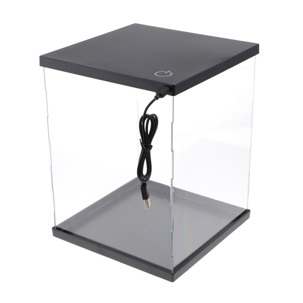 Acrylic Display Trophy Perspex Display Case Dustproof W/ Lights 8x8x14