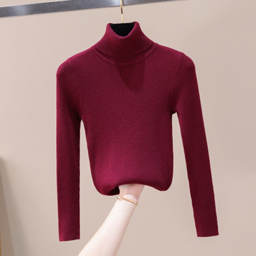 Muyogrt kvinnor baströjor höst vinter toppar slim fit dam pullover solid stickad tröja tröja mjuk varm pull femme