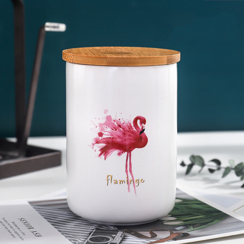 Conteneur de manger avec couvercle | Pot de stockage en céramique scellé pour épices réservoir bouteille de stockage de 480ML café thé Caddy bouteille de rangement de cuisine: A fried tailed bird