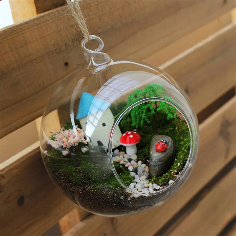 DIY Candle Holders Hanging Vase Round Glass Candlestick for Wedding Home Party Decoration 6-15 Cm