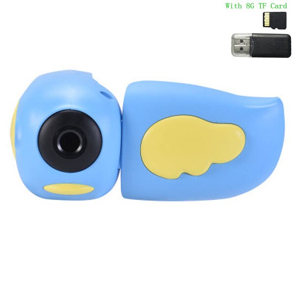 8mp børn videokamera fuld  hd 1080p digitale børn videokamera legetøj foto video optager dv med 2.0 &quot; tft-skærm til børn& #39 ;: Blå 8g kort