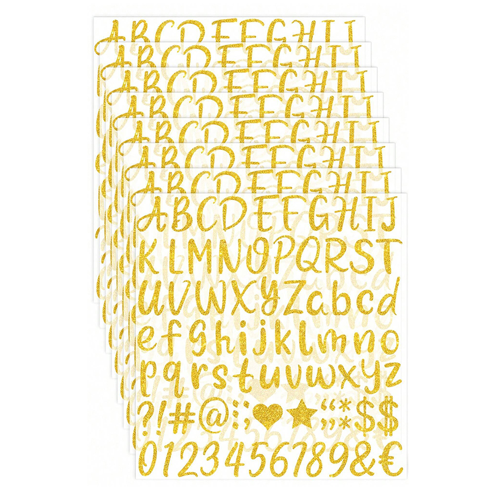 8 Vellen Glitter Letter Stickers Zelfklevende Glitter Alfabet Nummer Etiketten Stickers voor Scrapbook Waterflessen Ambachten Decor: lichtgroen