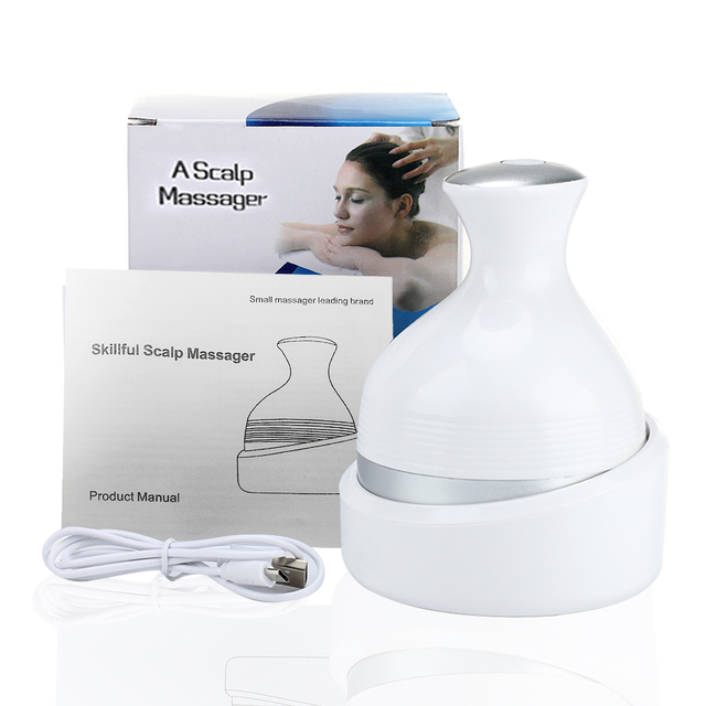 Masseur de tête électrique 3D sans fil, masseur de cuir chevelu, imperméable, Massage corporel, soins de santé, épaule, cou, pétrissage des tissus profonds: Ivoire