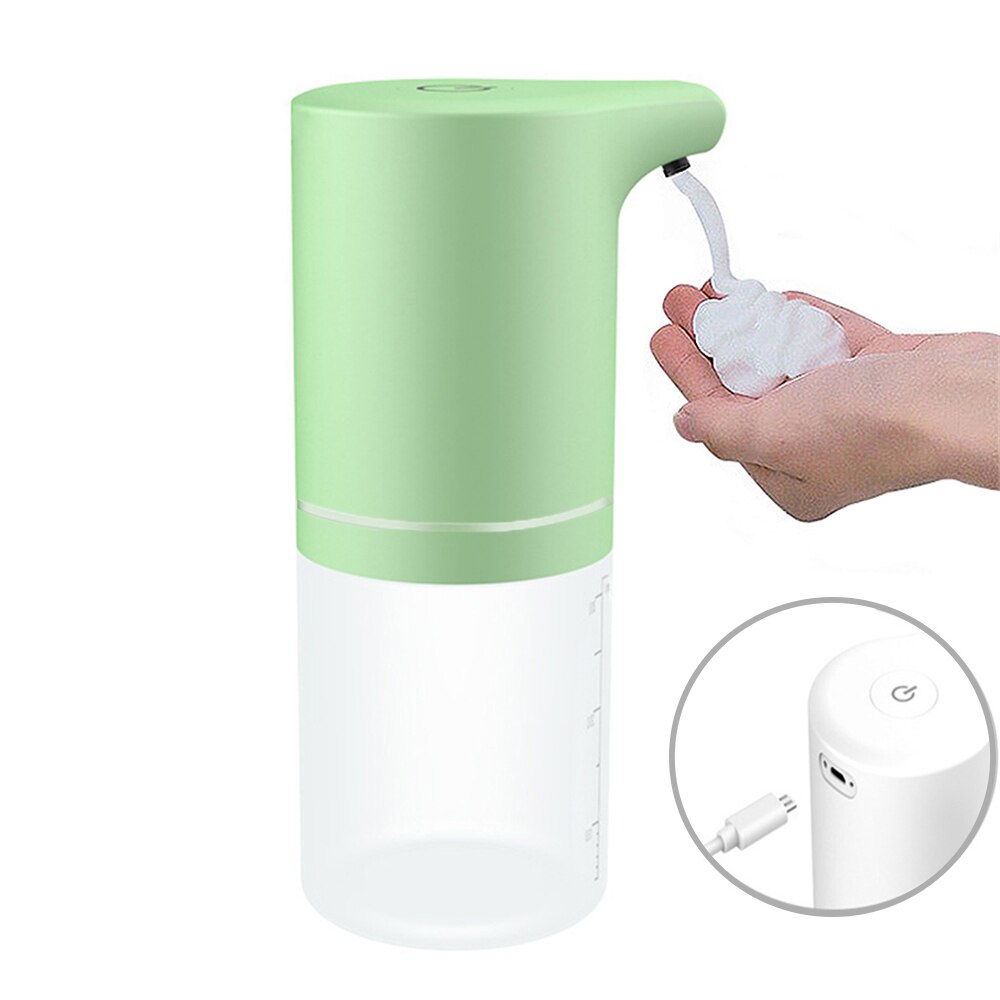 Dispenser di sapone liquido per bambini Dispenser di sapone liquido per bambini Dispenser di schiuma per sensore Touchless per bagno per lavaggio a mano: USB Charge Green