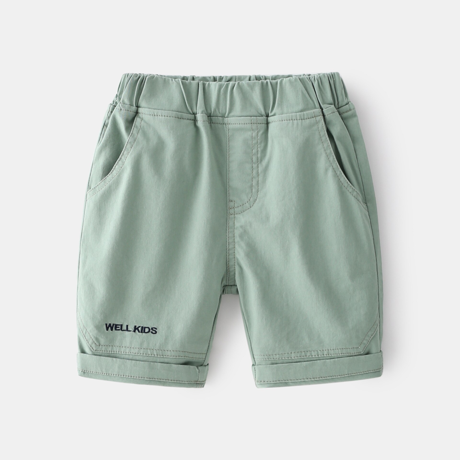 Short d'été en coton pour garçon, pantalon à la , taille élastique, longueur aux genoux, vêtements pour enfants: green / 4T