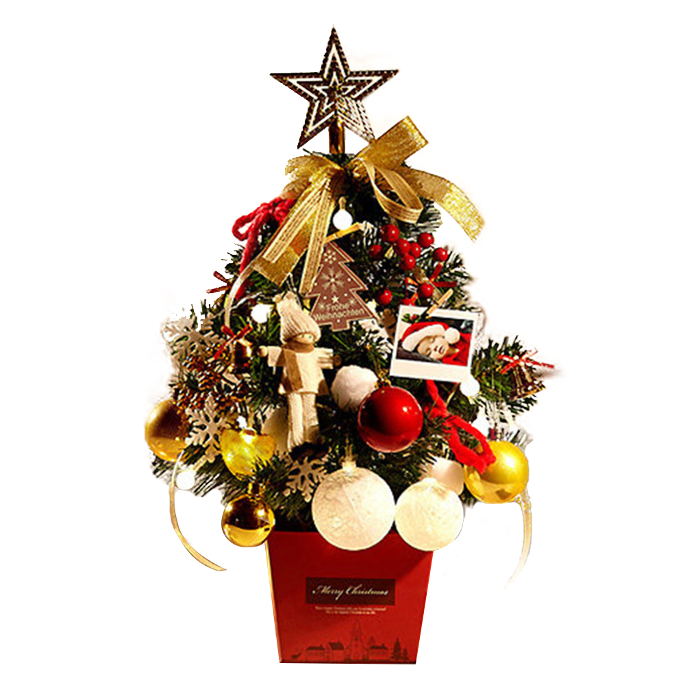 Artificial Christmas Tree Year Decoration Mini Tabletop Christmas Tree Decor with String Lights Family Party Decor
