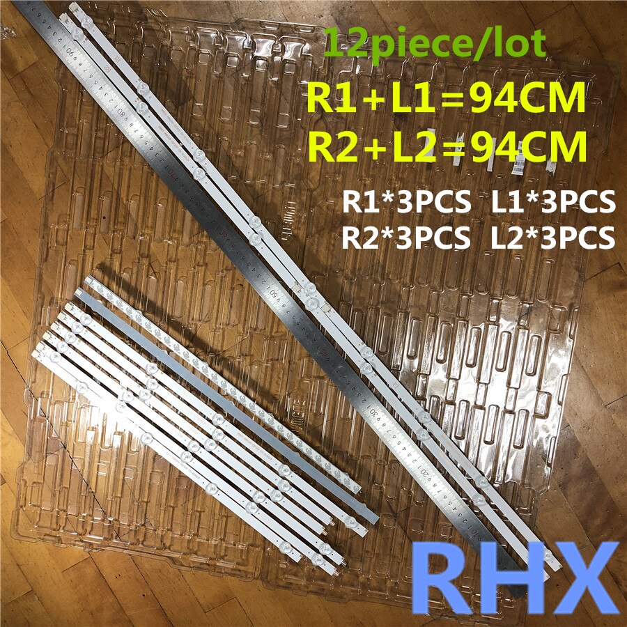 12 unid/lote 47 "tiras LED bares para LG 47LN5400-CN 47lp360c-ca 47LN519C-CC 100% R1 + L1 = 94CM