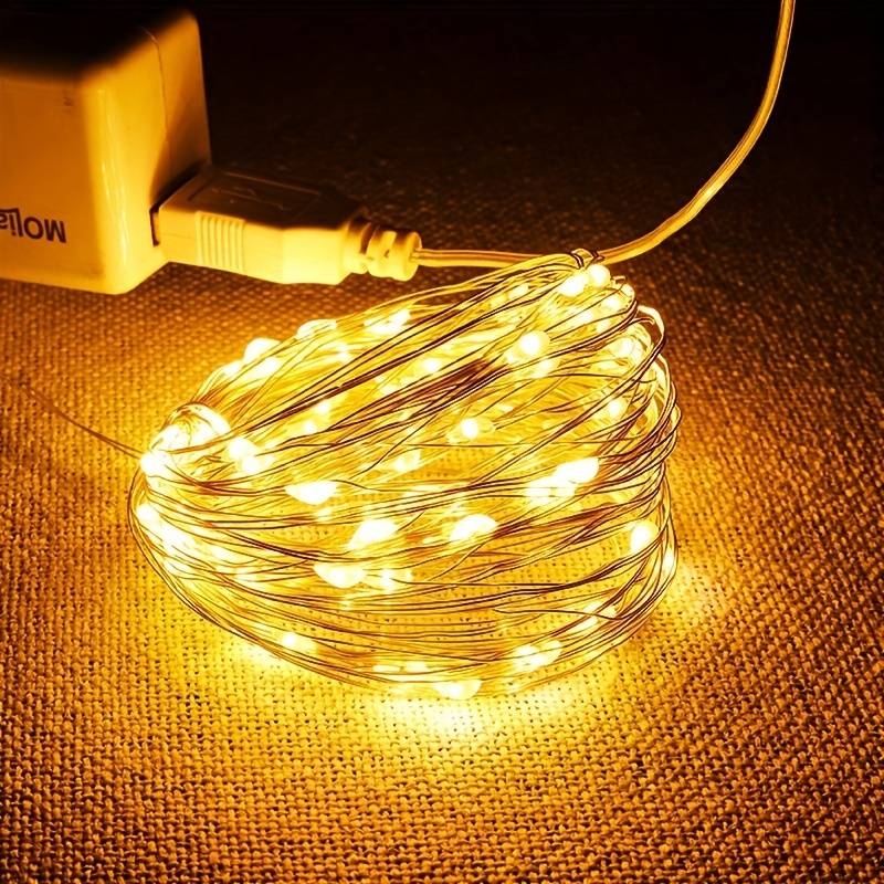 USB LED Lichterketten 5/10/20M Silber Draht Girlande Licht Wasserdichte Lichterkette Für Weihnachten Hochzeit Party Dekoration