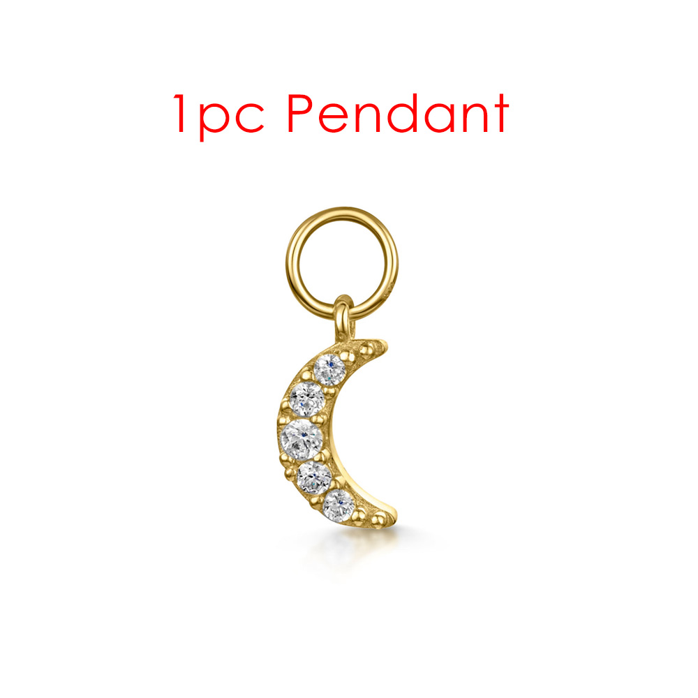 1PC Little Star Moon Snake Crystal Charms Pendant Helix Daith Earrings for Women Hanging Matching Piercing Lobe Tragus Jewelry: Pistola negra plateada