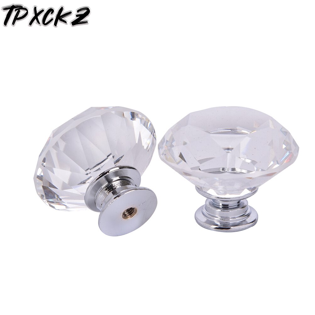 16Pcs 40Mm Diamant Vorm Crystal Glass Knoppen Kast Lade Pull Keukenkast Deur Kledingkast Handles Hardware