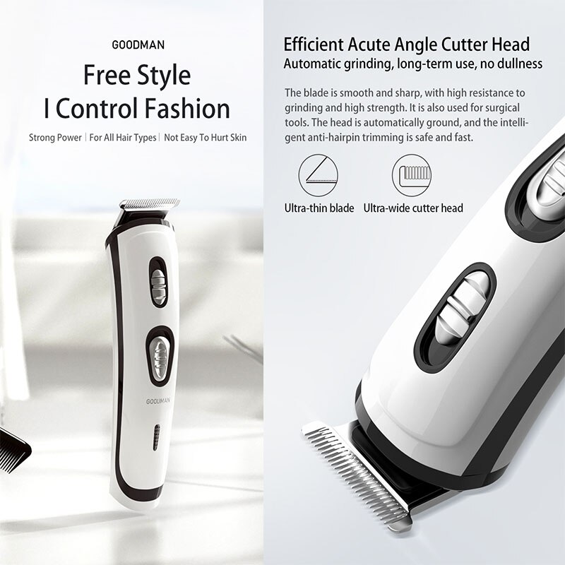 Youpin goodman electric hair clipper for men, usb rechargeable hair trimmer for men, adult razor
