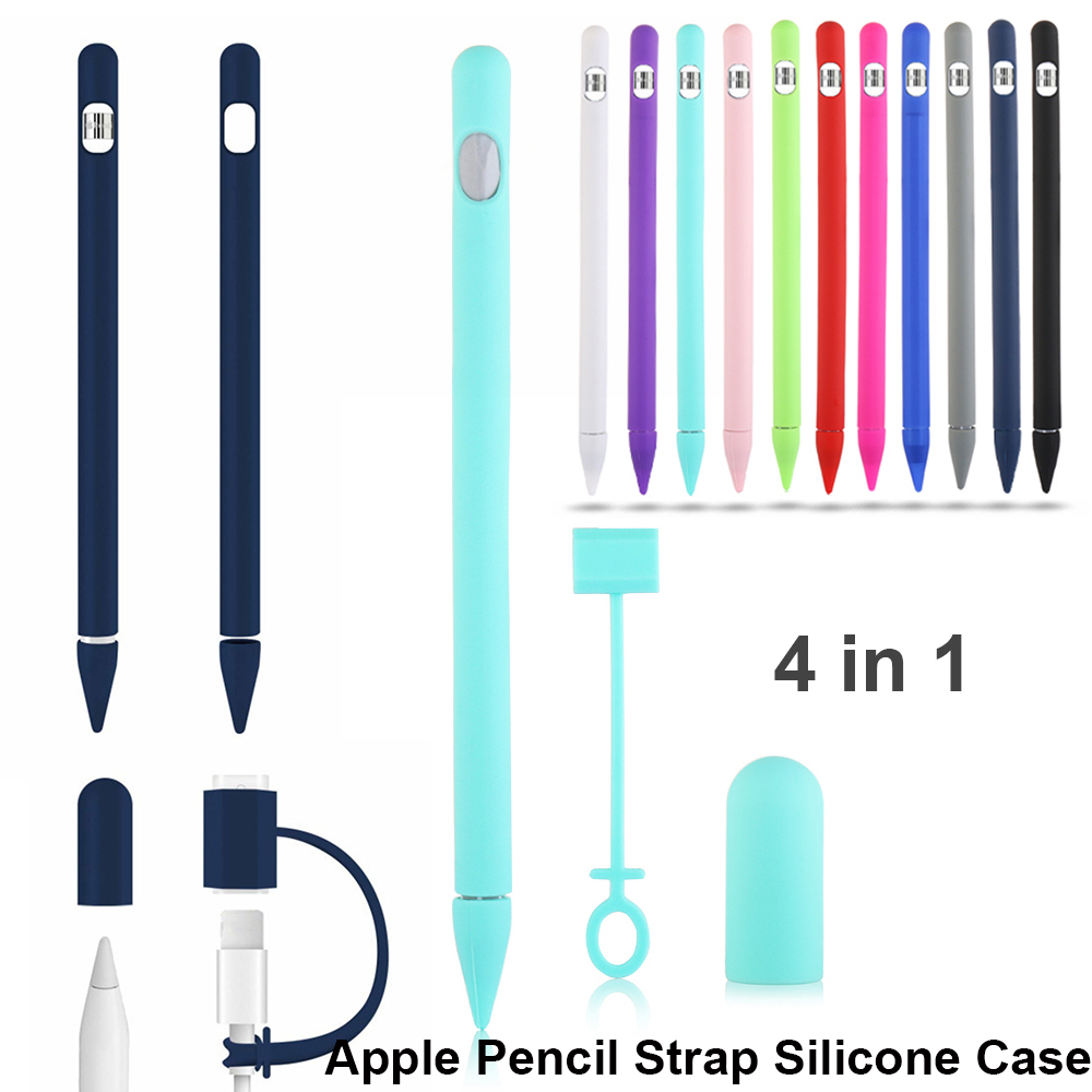 Funda de silicona con tapa de pluma suave, 1 Uds., soporte de Punta envolvente, correa de conector para Apple Pencil, iPad Pro, Color caramelo, antideslizante