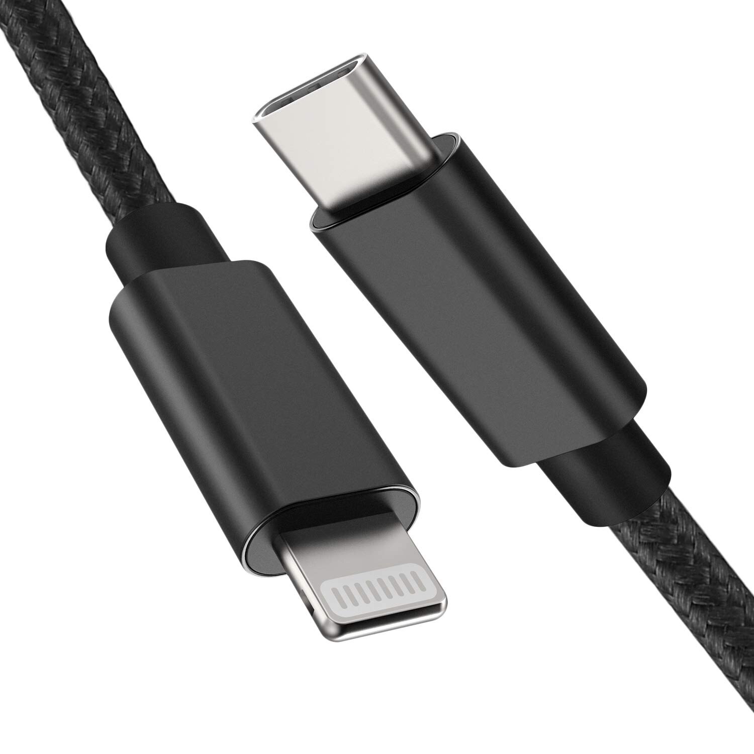 Typ C zu Blitz Kabel Schnelle Ladung 2,4 EINE Daten Kabel Nylon Geflochtene Schwarz 1M Kompatibel mit iPhone iPad verwenden mit Typ C Ladegerät