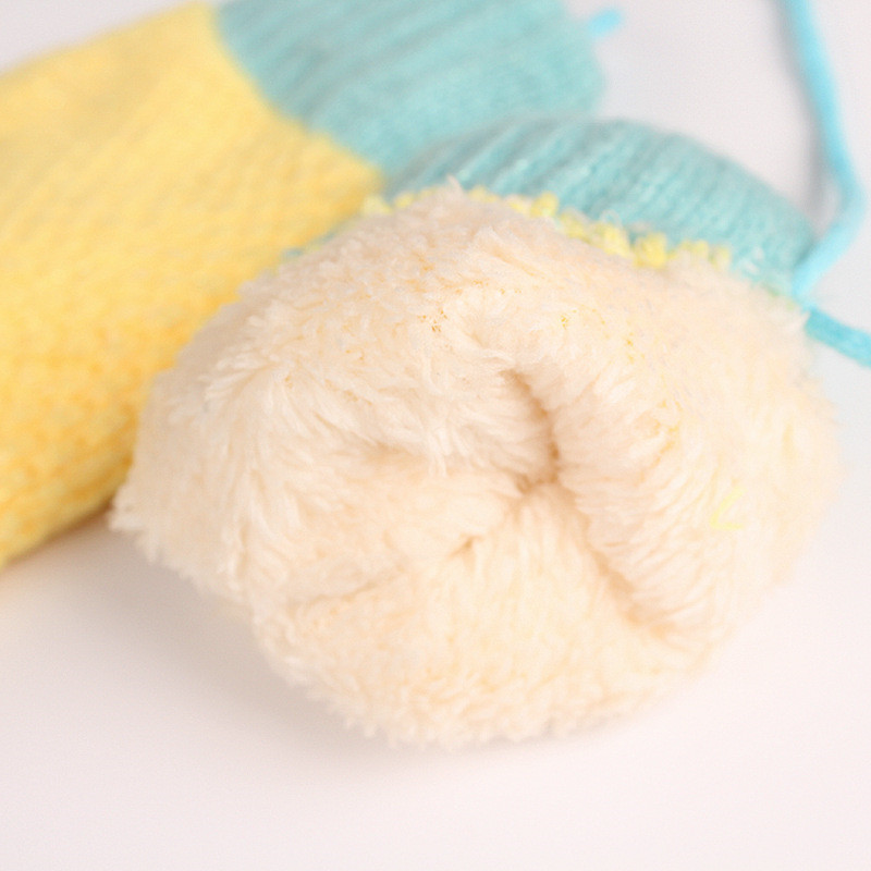 Los niños guantes de bebé guantes de lana de Merino bebé guante de terciopelo engrosamiento cálido caramelo lindo colgante de Color cuello chico guantes suaves