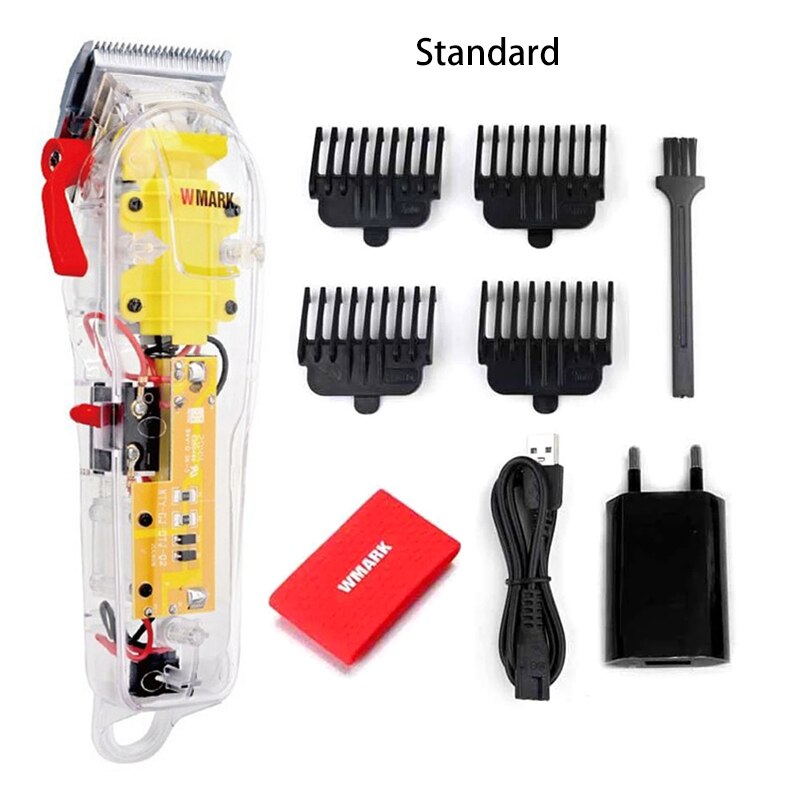 Vip wmark NG-108 recarregável máquina de corte cabelo clippers trimmer capa transparente branco ou vermelho base 7300rpm: NG-108 Standard