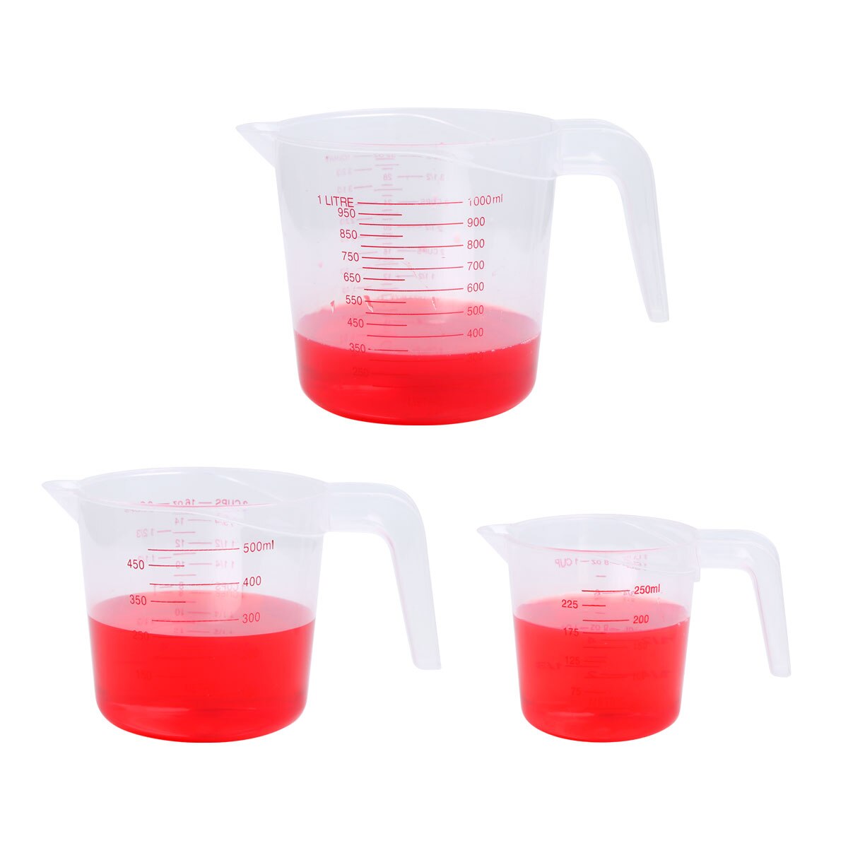 250/500/1000ml Kitchen Plastic Measuring Cup Heat-resistant Clear Scale Measure Jug with Angled Grip Spout Baking Measuring Tool
