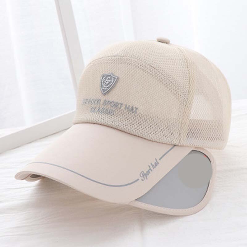 Hoeden heren en dames baseballpetten zomer outdoor ademende sport intrekbare zonnehoed zonnebrandcrème snel drogende zonnehoed  s62: Beige