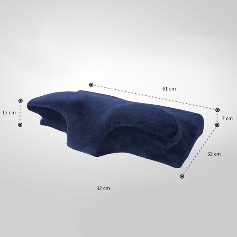 YRHCD Style Slow Rebound Memory Cervical Pillow Horn shaped Orthopedic Neck protection Pillow size in 60x30x13cm