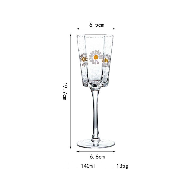 Japansk stil håndmalet retro landlig stil seks-sidet lille daisy glas restaurant champagne glas vin glas bæger mund kop: 7