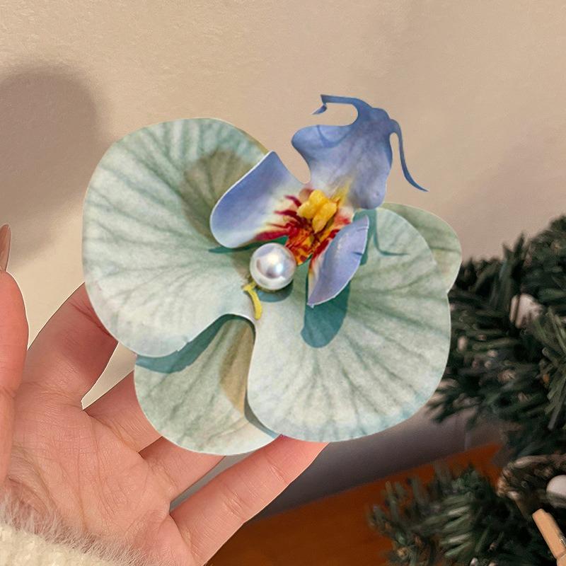 Pinzas para el cabello con flores de orquídeas para mujer, horquilla bohemia, pasador nupcial, playa, boda, flor artificial, accesorios para el cabello para vacaciones
