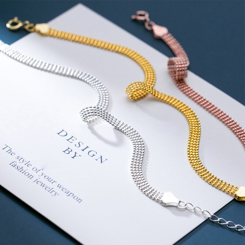 genuino 925 sterlina d'argento Pavimenta Borda I Braccialetti per Le Donne Semplice Minimalista Gioielli Delle Signore di Nozze Regali Del Partito
