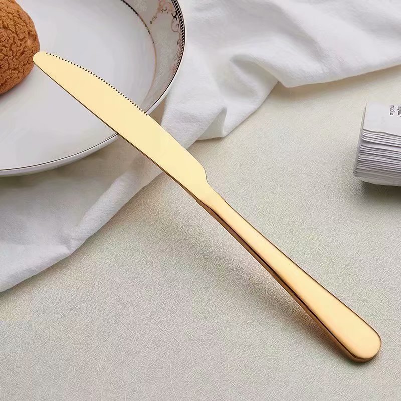 Spklifey guld bestik 24 stk spisestel guld bestik sæt guld ske gafler knive skeer rustfrit stål bestik spisestel