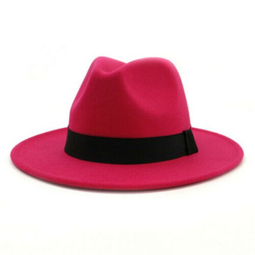 Ademend Effen Kleur Klassieke Zwarte Elastische Fedora Hoed Unisex Wolvilt Jazz Hoeden Mannen Vrouwen Brede Rand Panama Trilby cap: 16
