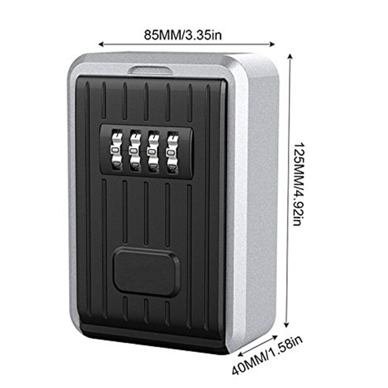 Lock Box 4 Digit Combination Waterproof Box Aluminum Alloy Weather Resistant Key Hider with Resettable Code Key Storage Wall M: Default Title