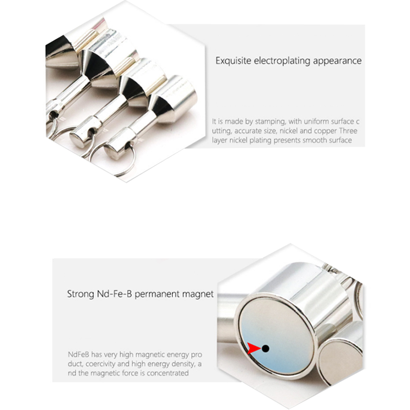 Neodymium magneet sleutelhanger magnetische gewicht hanger sterke magnetische sluitingen met roestvrijstalen magneetring voor kettingen sleutelhanger