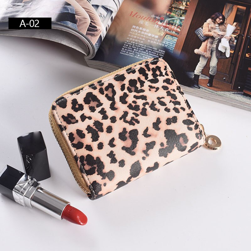 AIREEBAY Women Short Wallets Vintage Leopard Prints Coin Purse For Girls Clutch Bag PU Leather Ladies Card Holder: A7010Small leopard S