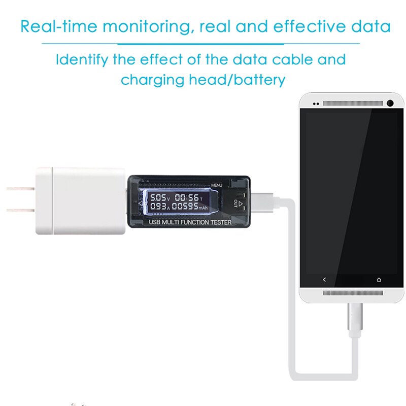 Lcd usb detektor usb volt strøm spænding læge oplader kapacitet tester meter voltmeter amperemeter strømbank stik