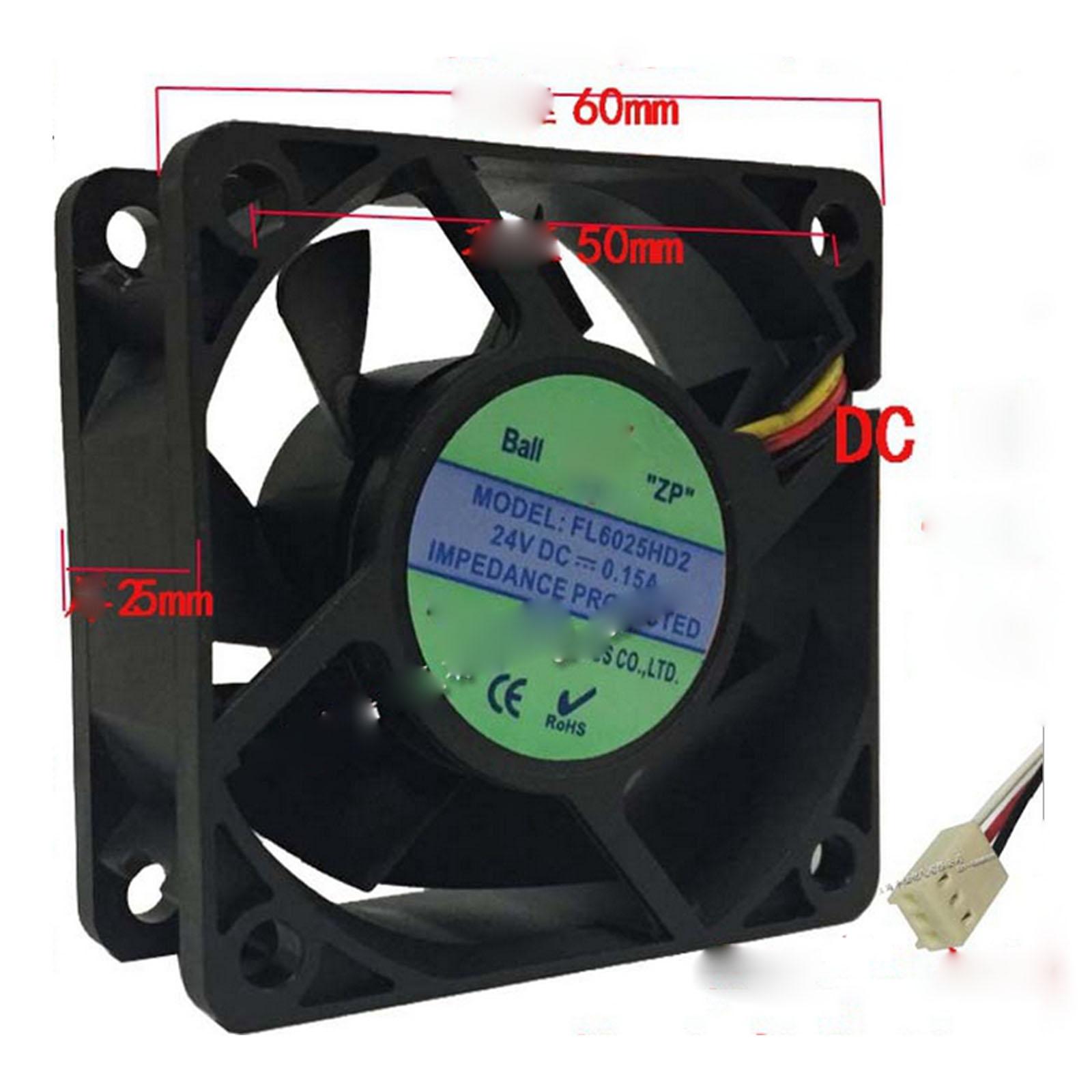 24V DC 60x60x25mm Axial Radiator Fan 4000RPM Dual Ball Bearing Middle Speed