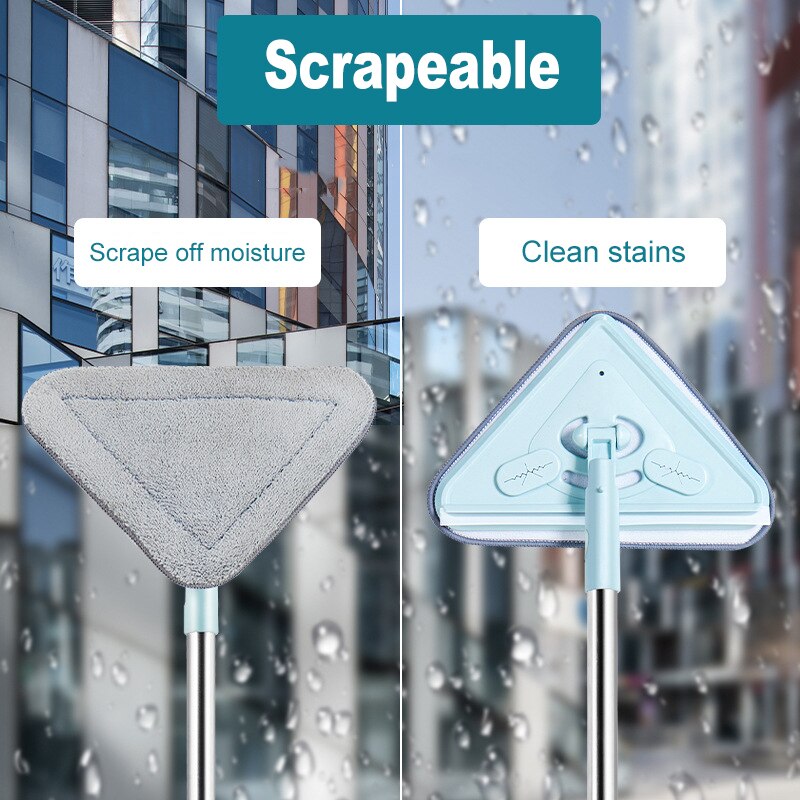 Mop Intrekbare Schoonmaken Glas Cleane Ultrafijne Vezels Installatie Opslag Cleaning Dust Mop Roterende Driehoek Mop
